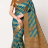 Royal Blue & Golden Zari Woven Banarasi Saree - Image 2