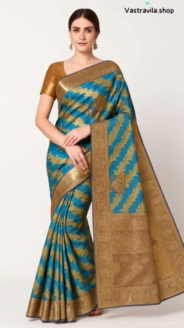 Royal Blue & Golden Zari Woven Banarasi Saree